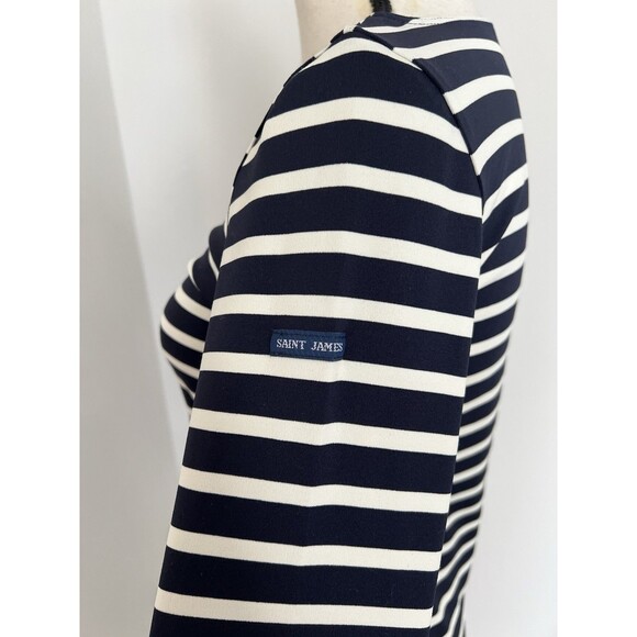 Saint James Navy & White Nautical Striped 3/4 Sleeve Top Size 6 EUC - Picture 5 of 9